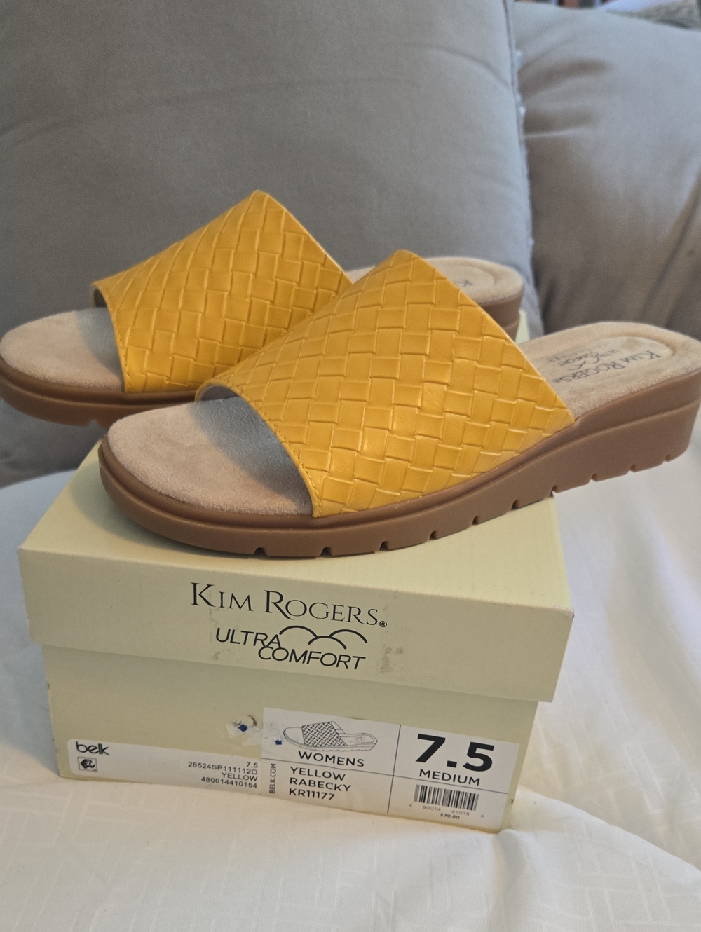 Kim Rogers Yellow Woven Slide Mule